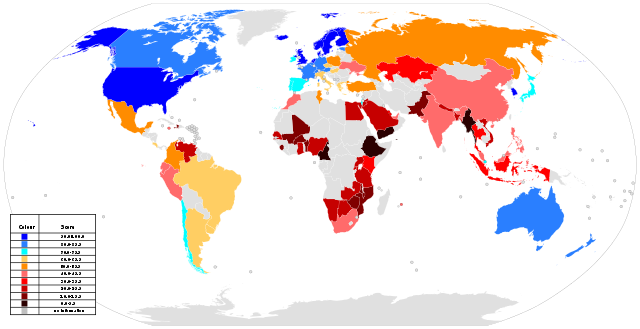 Mapa con la puntuación de la World Wide Web