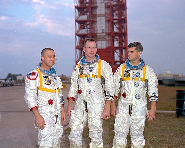 Los astronautas del Apollo1 Gus Grissom, Ed White, y Roger Chaffee