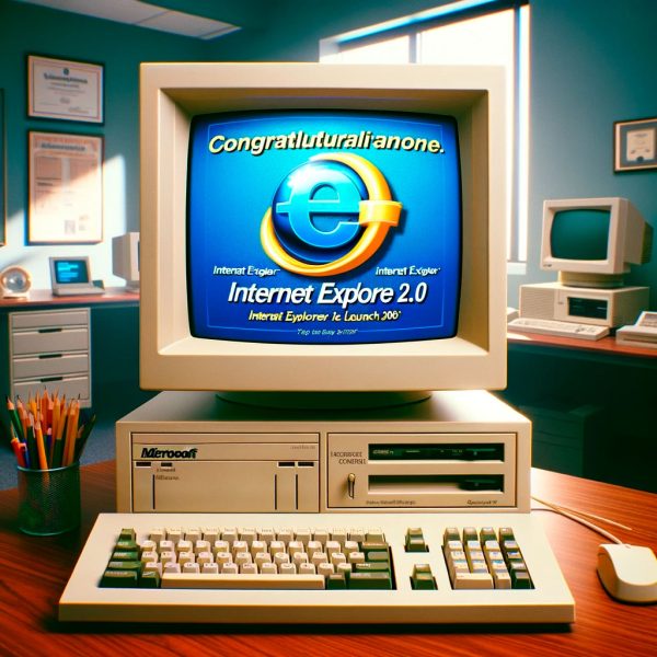 Internet Explorer 2.0. en ordenador vintage de mediados de los 90